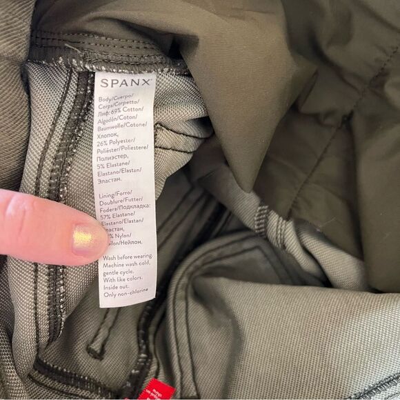 Spanx Jeanish Shaping Ankle Leggings Pants Pull On Olive Green Sz S - Picture 14 of 14